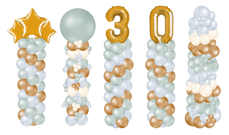 Grand opening balloon decor by PopPop Events — branded arches, columns, and ribbon-cutting backdrops
