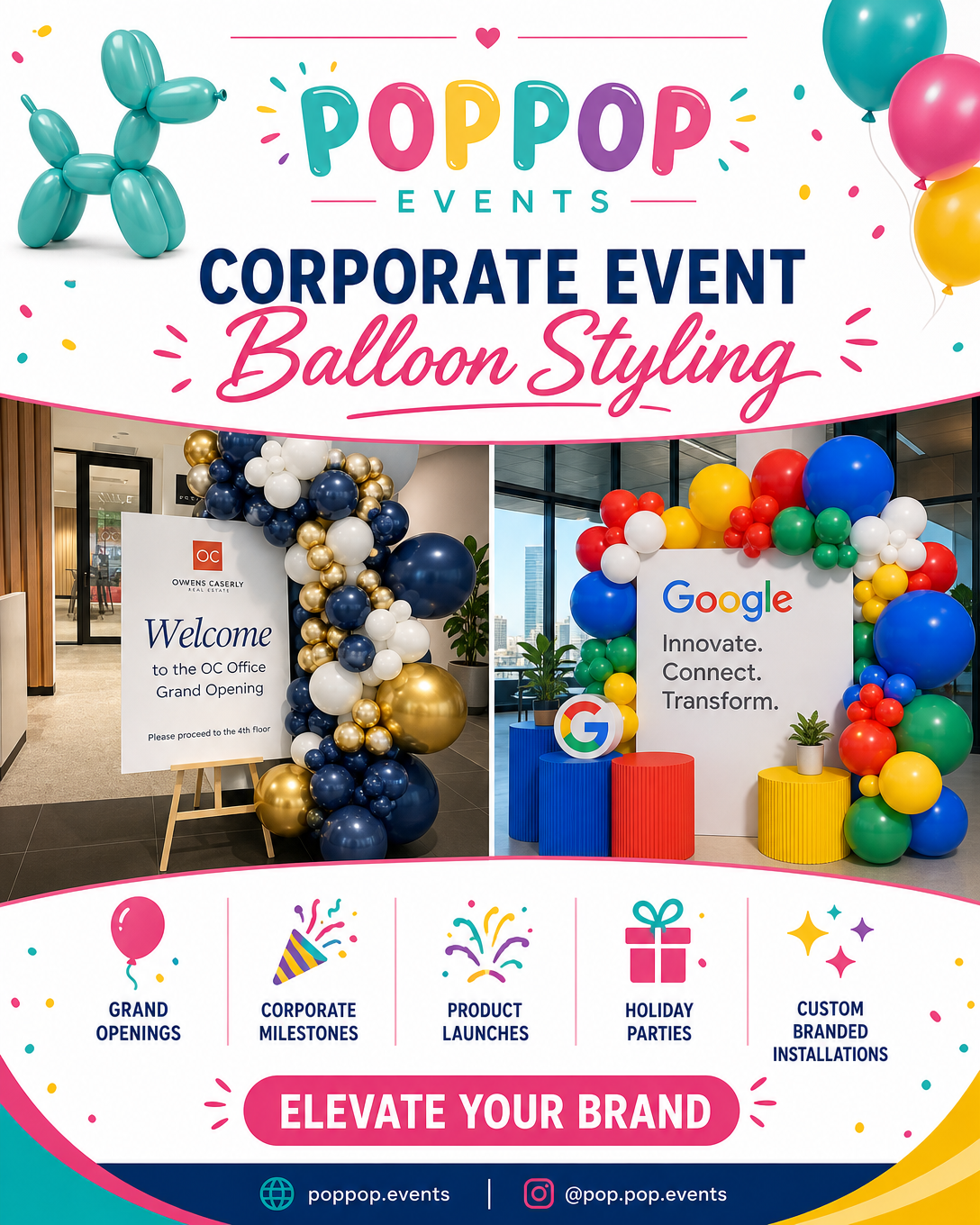 Corporate balloon decor by PopPop Events