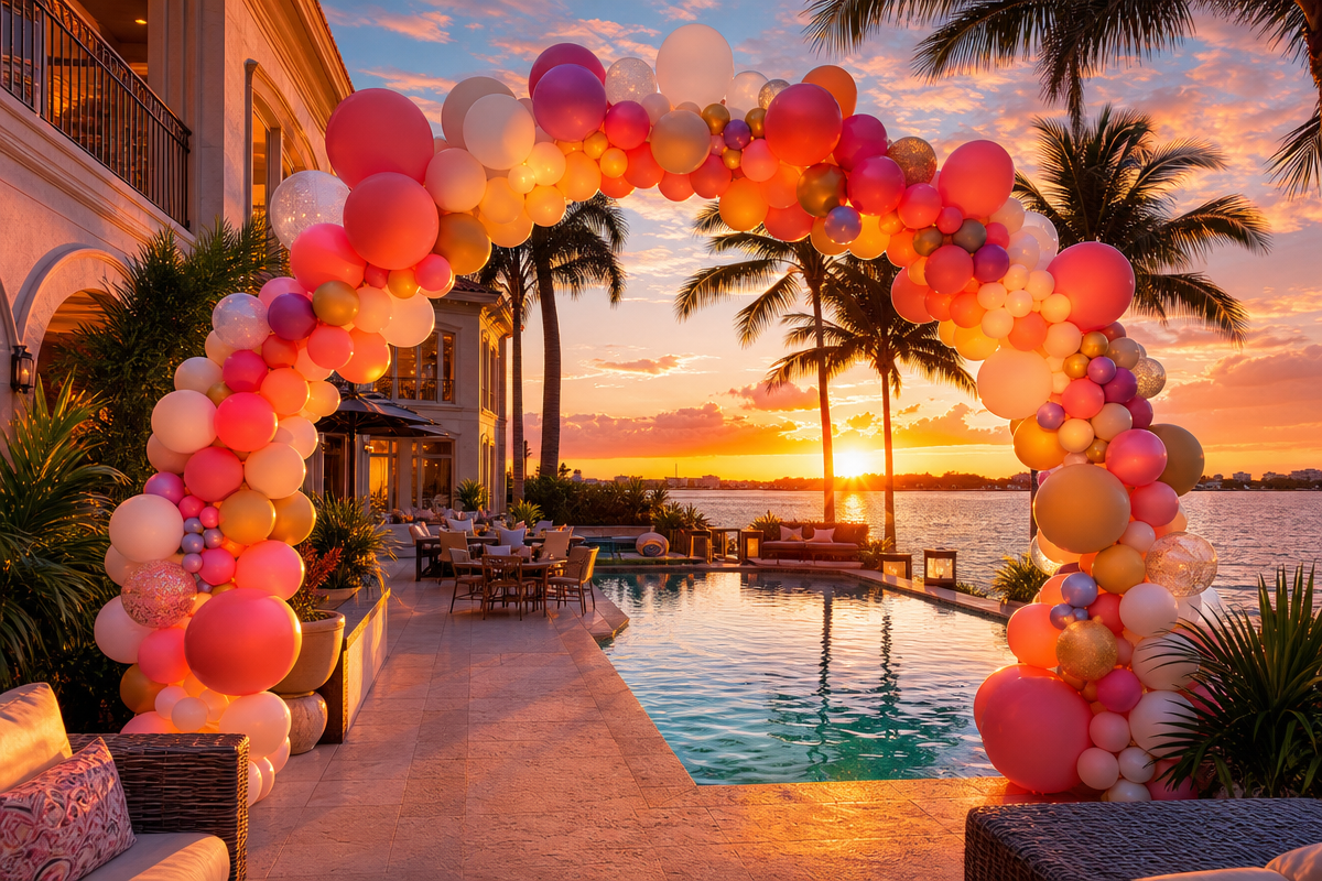 Luxury balloon decor in Palm Beach by PopPop Events