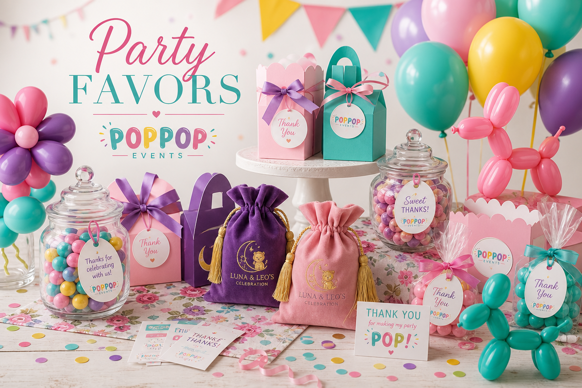 Custom party favors and personalized details by PopPop Events